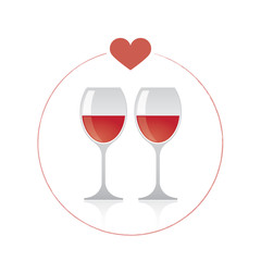Red wine glasses with heart