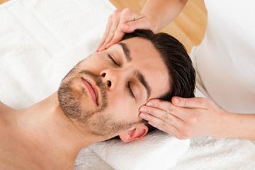 Man getting spa treatment