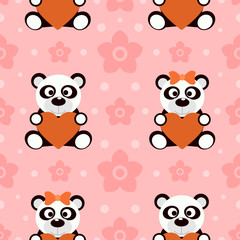 Seamless background with funny pandas