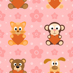 Seamless background card with funny animals