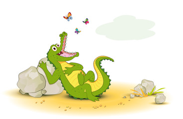 Krokodil mit Schmetterlinge