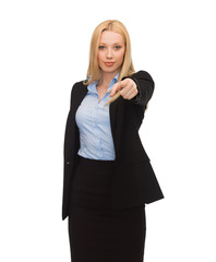 businesswoman pointing her finger