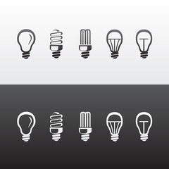 Set of Vector Light Bulbs Icons