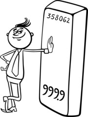 businessman with gold bar cartoon