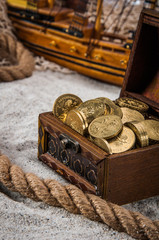 Holidays theme with white sand and blue background