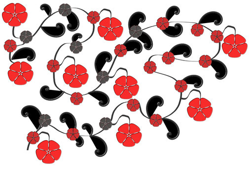 Rot schwarzes Blumenmuster