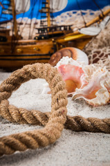 Decorative summer composition with hard light, vivid colors