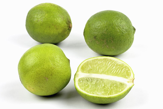limes on the white background
