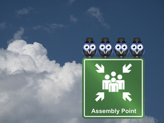 Comical Assembly Point sign