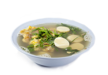 Soup omelette delicious on a white background