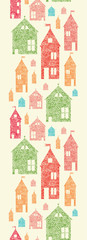 Vector flower town houses horizontal seamless pattern background