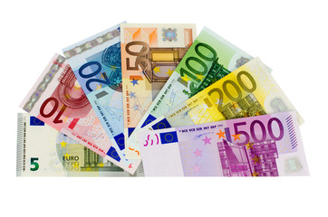 Obraz na płótnie Canvas Wentylator z banknotów euro od 5 do 500