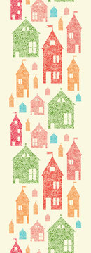 Vector Flower Town Houses Horizontal Seamless Pattern Background