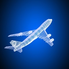 Fototapeta na wymiar 3D model of jet airplane