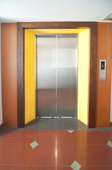 modern elevator with closed doors