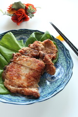 asian cuisine, deep fried lemon glass seasoned pork chop 