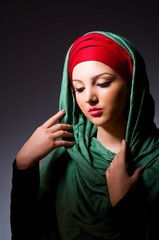 Muslim woman with headscarf in fashion concept