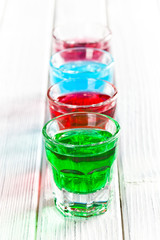 various colorful liquors