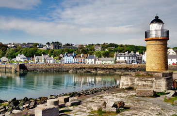 View of Portpatrick lighthouse and harbour