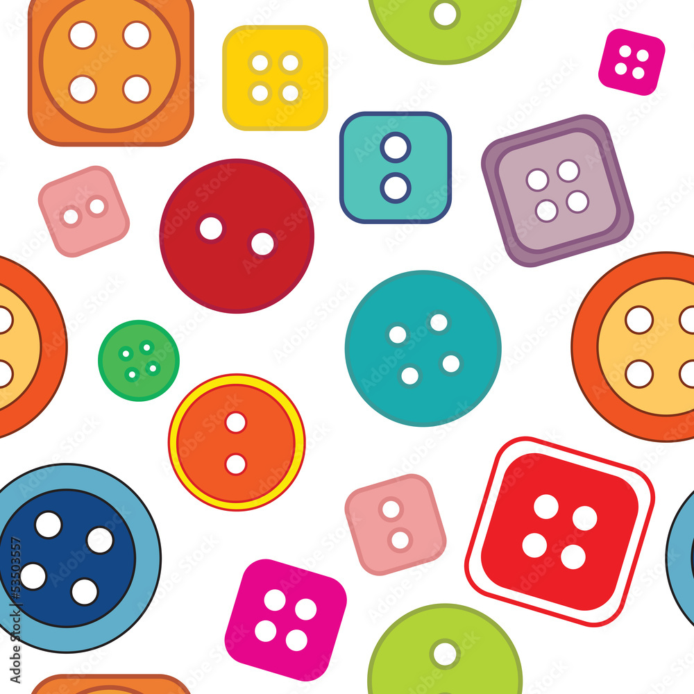 Fototapete seamless pattern: colored buttons on a white background
