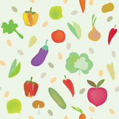 Vegetables seamless pattern with greens