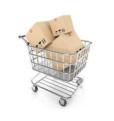 Shopping cart filled boxes © AKS