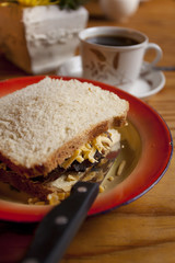 A tradtional South African home baked bread with biltong