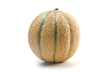Fresh cantaloupe over white