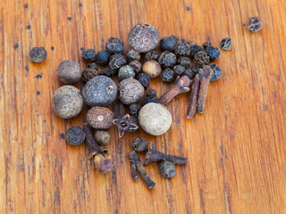 black peppers, allspices, cloves