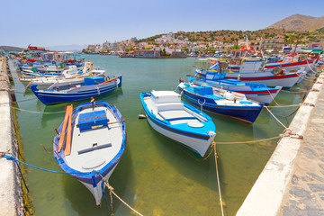 Obraz premium Fishing boats at the coast of Crete, Greece