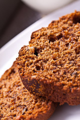 banana cake whith fresh banana and orange. home made cake.