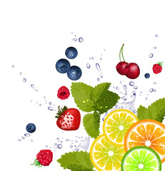 fruit and splash of water