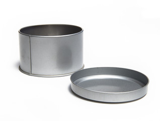 Empty steel box isolated on white