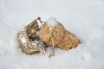 Champagne cork in the snow