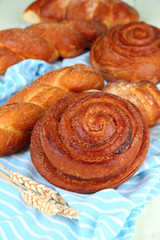 Composition with buns, on color napkin, close up