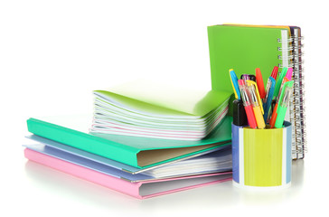 Bright different stationery isolated on white