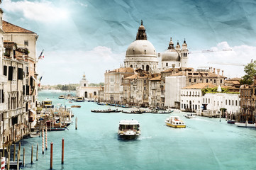 Fototapeta premium grunge style image of Grand Canal, Venice, Italy