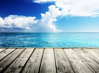 Badkamer foto achterwand Pier Caribbean sea and wooden platform