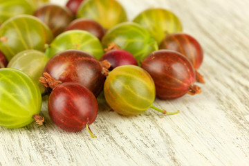 Fresh gooseberries on table close-up