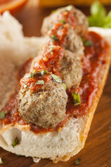Hot and Homemade Spicy Meatball Sub Sandwich