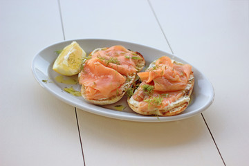 smoked salmon on a bread