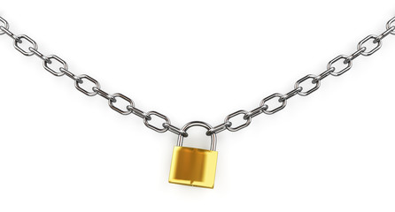 3d padlock and chain isolated - 53522572