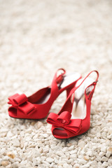 Naklejka premium red wedding shoes