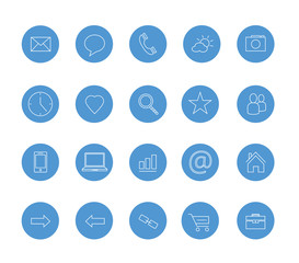 clean icons set blue