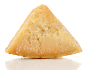 Piece of Parmesan cheese isolated on white