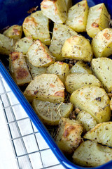 Baked potatoes in the pan