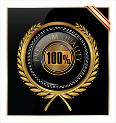 Premium quality gold and black label