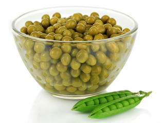 Green peas isolated on white