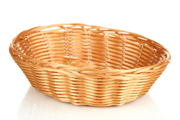 Wicker basket for bread isolated on white