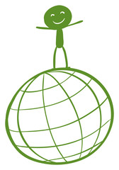 A globe with a child at the top